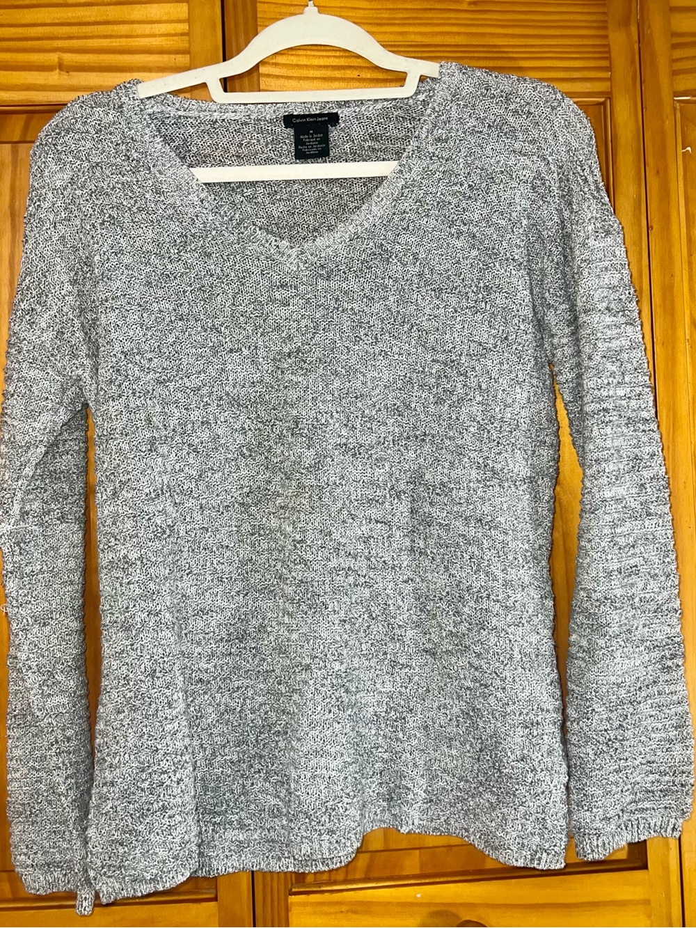 Calvin Klein Jeans Heather Gray V-Neck Sweater